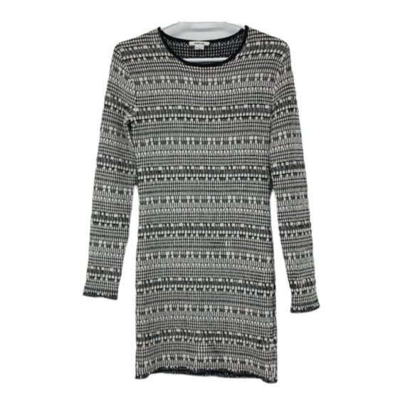 Helmut Lang Black + White knit mixed print linen blend bodycon mini dress SP - Picture 15 of 16